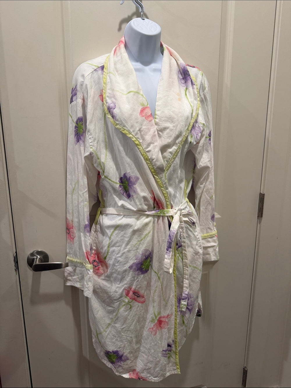 🌸 Crabtree & Evelyn Floral Cotton Robe Large Watercolor Poppy Wrap